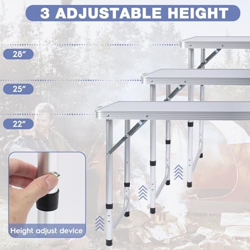 Outdoor Folding Camping Table with Storage Organizer(Blue) - Image 5