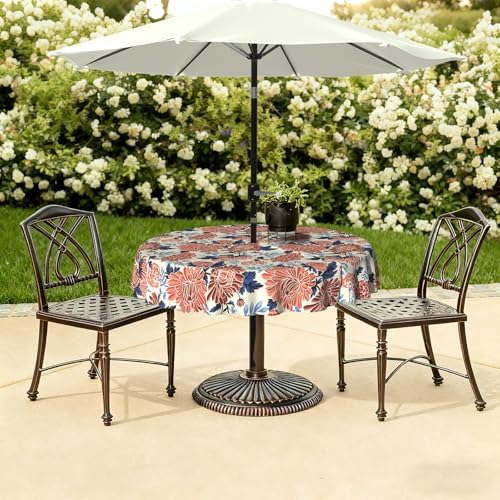 LVTXIII Round Outdoor Tablecloth with Umbrella Hole and Zipper, Water-Repellent 60 Inch Patio Table Cover for Bistro, Garden, Patio & Picnic, Vibrant Blossom - Image 6