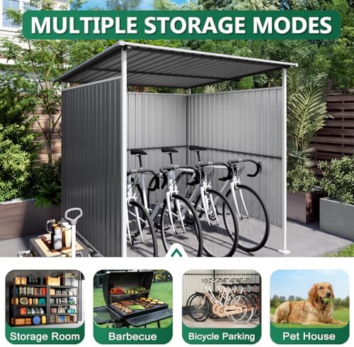 6x6FT Open Air Storage Shelter, Metal Outdoor Garden Shed, Doorless Patio Organizer for Bikes Motorcycle BBQ Tools Pet House Weather Resistant Backyard Storage Cover Canopy Utility Shelter - Image 4