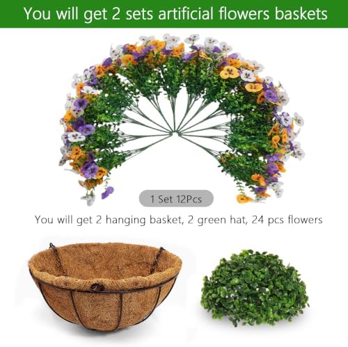 2 Set Artificial Hanging Flowers with Basket for Outdoor Decor - Image 4