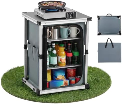 VEVOR Folding Camping Storage Cabinet, Outdoor Portable Lightweight Table by VEVOR