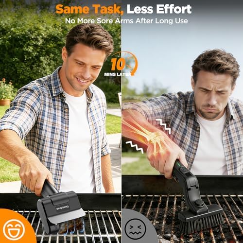 Electric Grill Brush with Dual Safety Lock, Ideal Gift for Men Dad Husband - Image 2