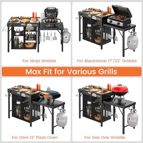 Grill Table for Blackstone Griddle Camping Grill Table Foldable Fits Ninja - Image 5