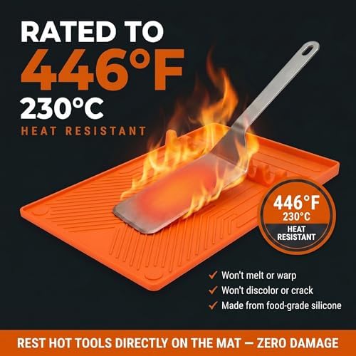 Magnetic Silicone Grill Mat for Side Shelves, 16x11.5 in, Orange - Image 7