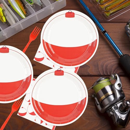 75PCS Gone Fishing Plates and napkins Party Decorations, 7Inch Fishing Paper Plates Disposable Tableware Set for Fish Themed Birthday Baby Shower Party Favor Supplies - Image 2