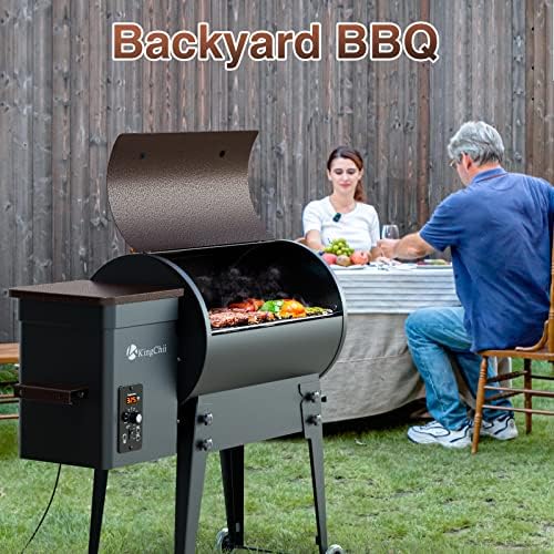 KingChii Electric Wood Pellet Grill & Smoker with Foldable Legs, 456 SQ.IN Grill Capacity, 11LB Pellet Hopper, PID Temperature Control 180-425°F, Portable Foldable Design for Backyard Outdoor Camping - Image 6