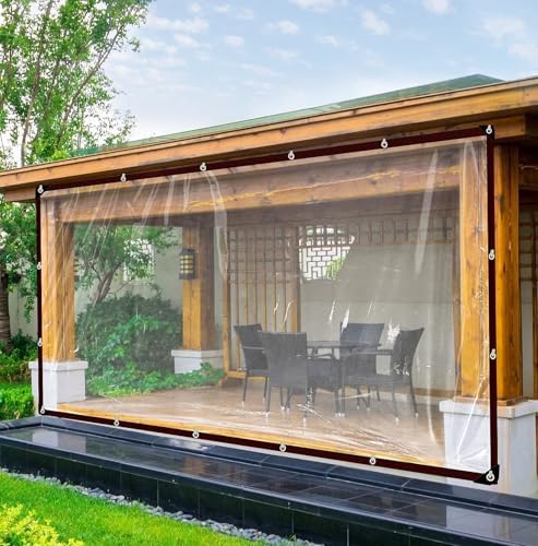 Clear Tarps Heavy Duty Waterproof 6x8 FT - Greenhouse Plastic Tarp Sheeting, Poly Tarp for Garden - Rainproof Covering for Outdoor Plants Balcony Tent Gardening Chicken Coop Protection by WelcomeToCurfakulBrand