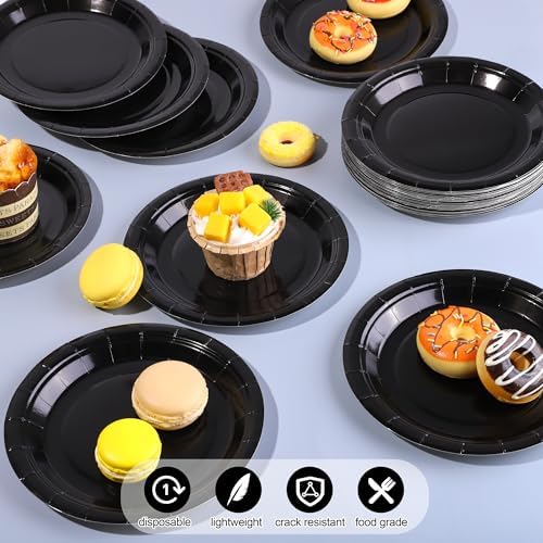 Breroa 72 Pcs Black Paper Plates 7 Inch Bulk Black Plates Disposable - Image 4