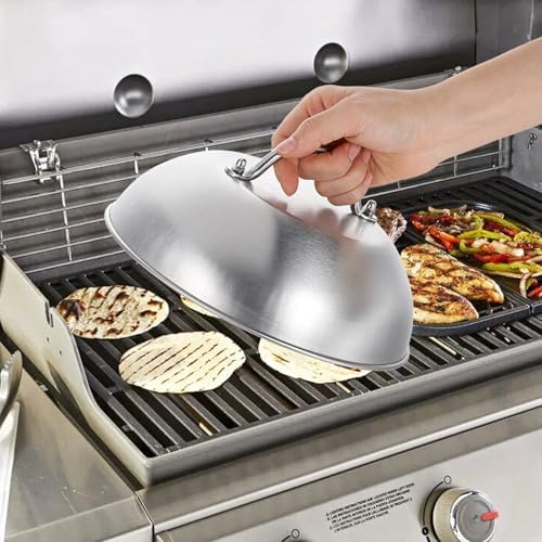 2 Pcs 9 Inch Stainless Steel Griddle Melting Cheese Dome Wok Lids- Commercial Grade Basting and Steaming Cover- Best for Use in Flat Top Grills - Image 4