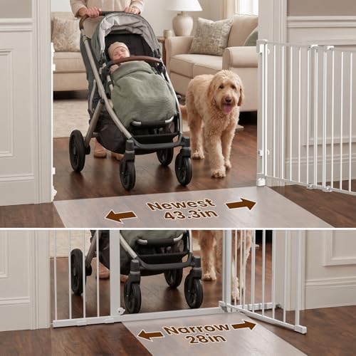 Mumeasy 36" Tall Baby Gate for Stairs, 29.5-43.3" Expandable Hardware Mounted (Drill Needed), Removable No Bottom Bar Dog Gate, Auto Close Wide Walk Thru Safety Gate for Doorways, Pets& Toddlers,White - Image 3