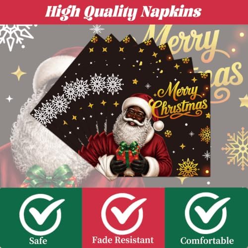 African American Christmas Party Plates Napkins Decorations 96pc - Image 3