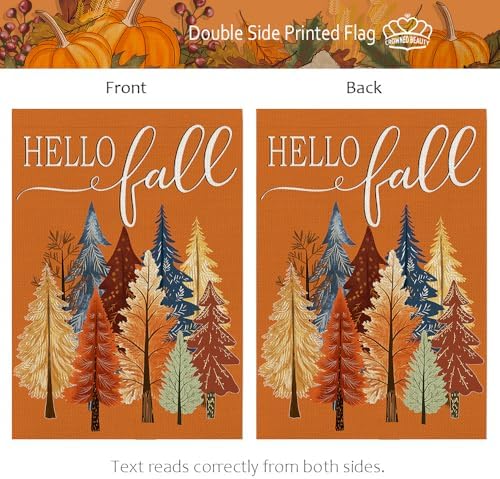 CROWNED BEAUTY Fall Welcome Trees Garden Flag for Outside 12x18 Inch Orange - Image 3