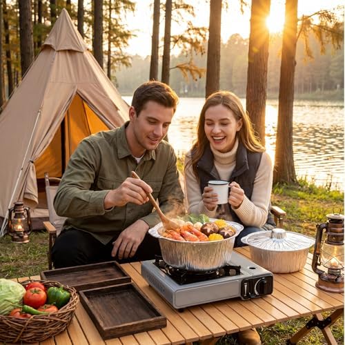 Ziliny Disposable Aluminum Pot with Lid Round Foil Pans Disposable Cookware Food Container for Vacation Trips Camping Baking Heating Cooking(12 Pcs,33.8, 67.6, 121.7 oz) - Image 2