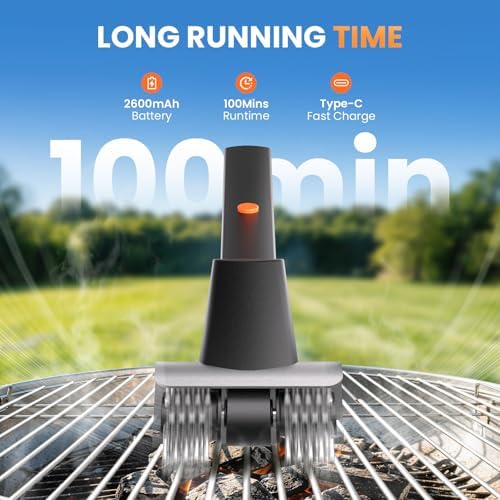Rechargeable Electric BBQ Grill Brush, 2600mAh Battery, 2-Speed Power, LED Light, 100 Mins Long Runtime, 304 Stainless Steel Heat Resistant Grill Cleaner for Outdoor Camping & Grilling - Image 4