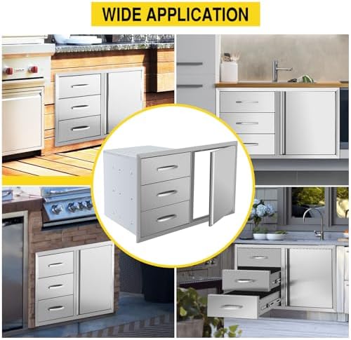 Outdoor Kitchen Drawer Combo, BBQ Access Trash Drawer Combo With Stainless Steel, Outdoor Kitchen Trash Drawer For BBQ Island, Grilling Station, Outside Cabinet,G3 - Image 7