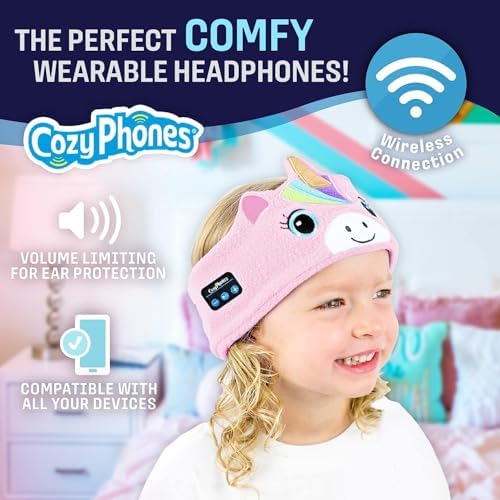 Toddler Headphones Wireless, Kids Bluetooth Earphones, Safe Volume - Wired School Headphones for Kids with 3.5 MM Jack and Travel Bag - Toddler Airplane Accessories for Boys & Girls - Purple Unicorn - Image 2