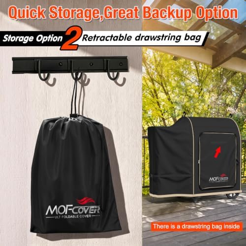 Foldable Grill Cover for Traeger 20 Series Wood Pellet, Waterproof 600D Heavy Duty Wood Pellet Smoker Cover, Fade＆Tear Resistant Pellet Grill Cover for Recteq 340 Grills Junior,Black - Image 3