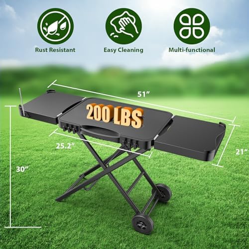 51" Grill Table Stand with Wheels for Ninja Woodfire - Image 2
