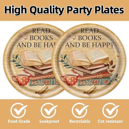 40pcs Vintage Book Themed Party Decorations Book Club Birthday Party Supplies Book Brunch Party Decor Plates and Napkins for Library Reading Storybook Party,Suitable for 20 Guests - Image 3