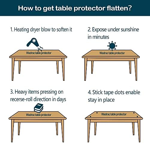 Wadrac Long 1.5mm Thick 22x96 Inches Clear Table Cover Protector - Meeting Desk Pad Mat Rectangular Plastic Top Protector PVC Pad for Wooden Desk, Coffee Table, Kitchen Countertop - Easy Clean - Image 7
