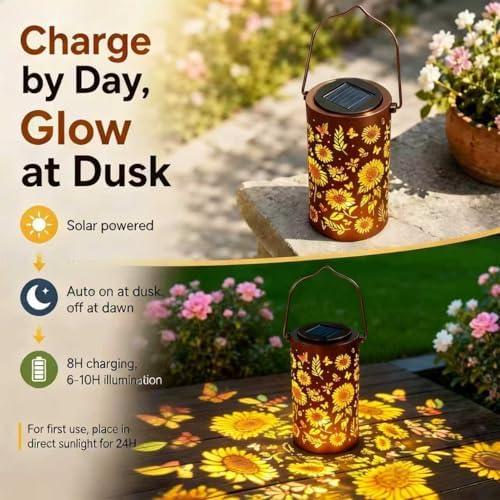 Sunflower Colorful Solar Lantern Outdoor Waterproof, Garden Gift - Image 2