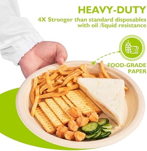 9 Inch Compostable Paper Plates 125 Pack - Image 7