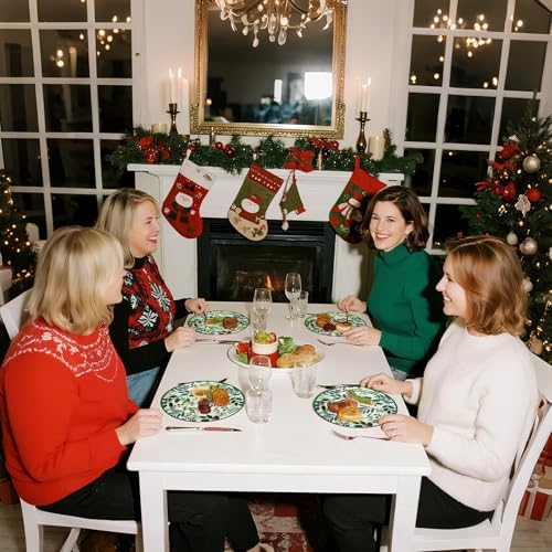 WRAPAHOLIC 25Pcs Christmas Paper Plates - 9 Inch Seasonal Holly Disposable Plates Decorative Dinner Plates for Christmas Party Tableware Supplies Table Decor - Image 7