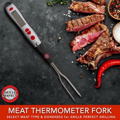 Digital Meat Thermometer Fork for Grilling and BBQ Fast Read Electronic Probes with Ready Alarm Quick Accurate Barbecue Temperature for Steak Chicken Hot Grilled Food - Image 2
