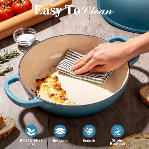 Umite Chef 6QT Enameled Cast Iron Dutch Oven Bread Baking Gift Set - Image 4