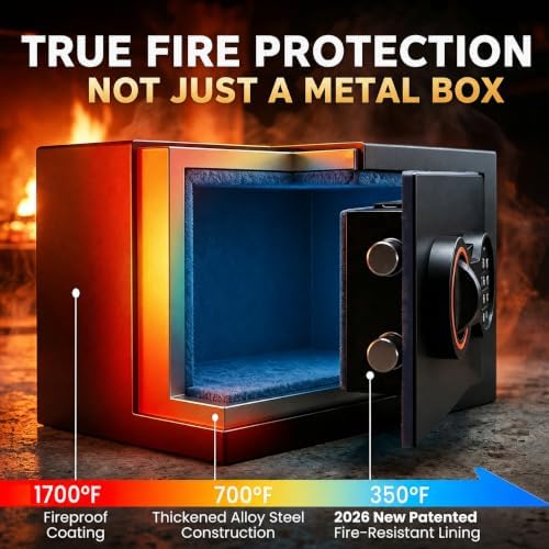 0.5Cub Mini Fireproof Safe, [0.5H 1700°F Protection] 14.8Lbs Heavy Safe Box - Image 2