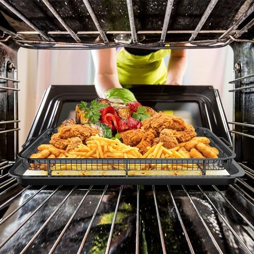 OPENICE Large Air Fryer Basket for Oven with 30 PCS Parchment Paper, Black - Image 5