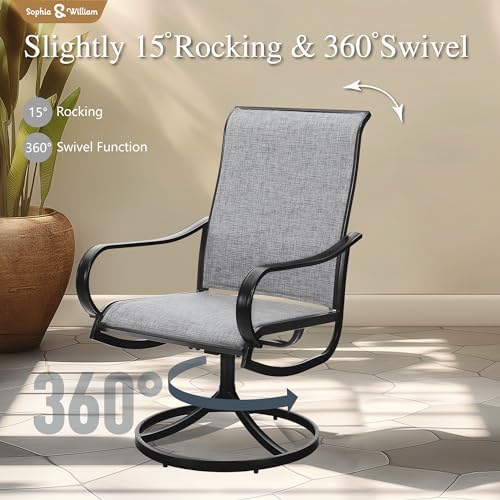 Sophia & William Patio Dining Set for 4, Square Table & Grey Swivel Chairs - Image 5