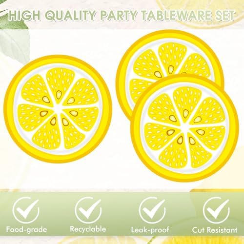 40PCS Lemon Party Decorations, Yellow Lemons Themed Paper Plates and Napkins, for Amalfi Coast Capri Lemon Party Decorations Summer Lemon Themed Baby Shower Party Supplies. - Image 3