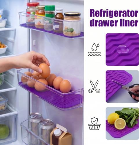 MicoYang Silicone Dish Drying Mat for Multiple Usage,Easy clean,Eco-friendly,Heat-resistant Silicone Mat for Kitchen Counter or Sink,Refrigerator or Drawer Liner Purple S 12 inches x 6 inches - Image 5