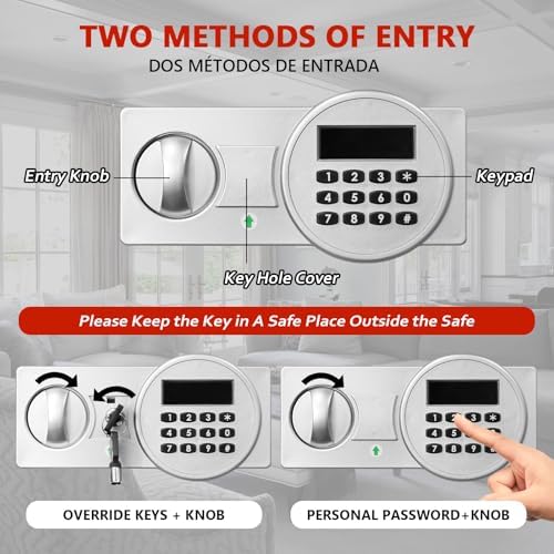 Voncabay Money Safe Box for Home with Digital Keypad, 1.5 Cu. Ft., Blue - Image 5