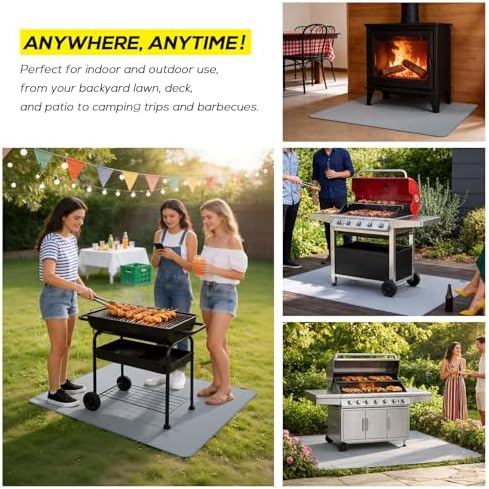 PAWBOSE 76x52 Inch Under Grill Mat for Outdoor Grill, Double-Sided Fireproof BBQ Mat for Patio and Deck, Waterproof Oil-Proof Fire Pit Mat & Indoor Fireplace Protector Pad - Image 7