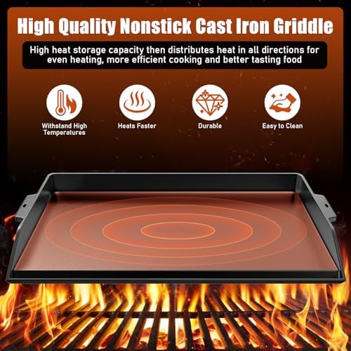 Cast Iron Griddle for Stove Top Griddle for Gas Grill Range Oven 23" x 16" - Image 5