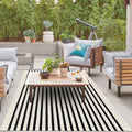 IOHOUZE 5x8 Striped Area Rug, Washable Indoor Outdoor, Black Beige by iOhouze