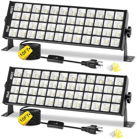 YQNLIFA 150W LED Shop Light, 18000LM 6000K Waterproof Garage Lights, 2 Pack by YQNLIFA-BlackLightParty