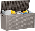 110 Gallon Outdoor Storage Box Waterproof, Resin Lockable Deck Box with Lid, Large Capacity Weatherproof Container for Patio Furniture, Side Table and Cushions(Grey, 110 Gallon) by KFY