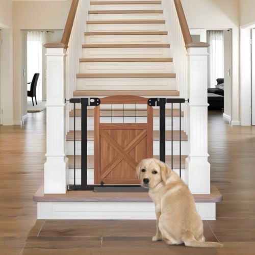 beeNbkks Farmhouse Barn Door Dog Gate, 30" Tall Anti-Trip Pet Barrier - Image 2