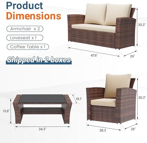 Wisteria Lane Patio Furniture Set, Wicker Outdoor Furniture for All Weather - Image 2