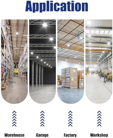 160W UFO LED High Bay Light, 24,000LM LED Shop Lights for Garage Warehouse Workshop, 5000K Daylight IP65 Waterproof Commercial Ceiling Fixture, 700W HPS/MH Equiv, ETL Listed, 6ft Cord, 4-Pack - Image 5
