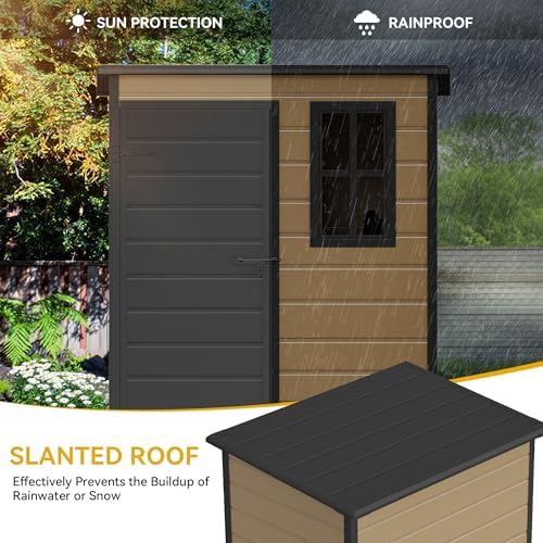 DWVO 5x3ft Resin Outdoor Storage Shed with Floor, Waterproof Lockable Storage Shed with Window, Plastic Outside Tool Storage for Garden Backyard Patio Lawn - Image 4