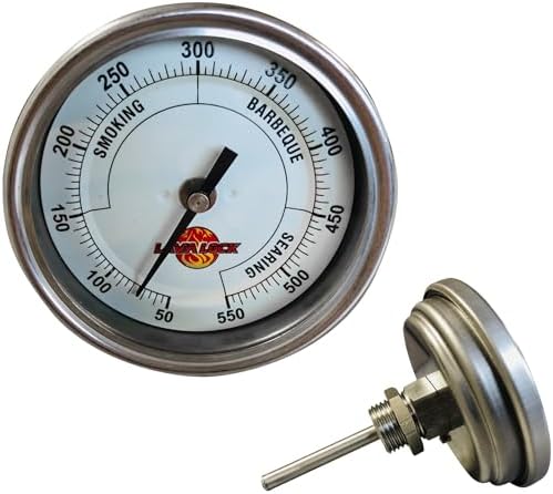 LavaLock® 3" Adjustable Gas Charcoal Smoker Pit Grill BBQ Thermometer Electric Heavy Duty Stainless 2.5" stem by LavaLock%C2%AE