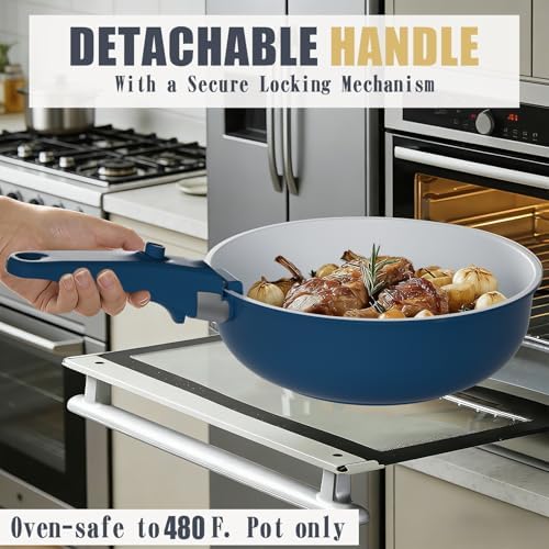 Umite Chef Pots and Pans Set Non Stick, 21 pcs Ceramic Cookware Set with Detachable Handles, Healthy Induction Cookware, RV Kitchen Cooking Set, with Utensils & Frying Pans Set, PFAS PFOA & PTFE Free - Image 7