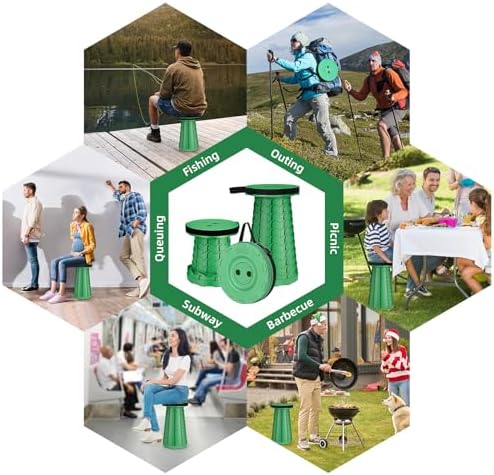 Qiguet Collapsible Stool, Folding Chair - Upgraded Portable Chair with Load Capacity 400lbs, Portable Stool for Camping Fishing Hiking - Folding Stool,Gifts for Fisherman (All Army Green) - Image 6