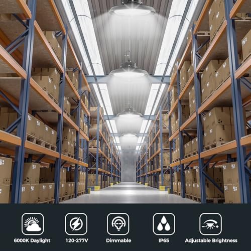 AIKVSXER 180W UFO LED High Bay Lights, 1 Pack, 6000K Shop Light 32400LM Commercial Bay Lighting IP65 LED Garage Lights, 5ft Power Cable Plug & Play for Warehouse Factory Workshop Barn AC100-277V - Image 3