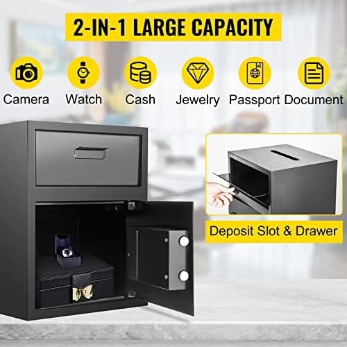 VEVOR Digital Depository Safe 1.7 Cubic Feet Made of Carbon Steel Electronic Code Lock Depository Safe with Deposit Slot with Two Emergency Keys Depository Box for Home Hotel Restaurant and Office - Image 4
