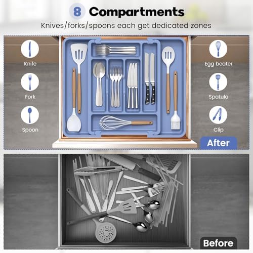 Caperci Large Silverware Organizer Tray for Kitchen Drawer Utensils Thicker - Image 5